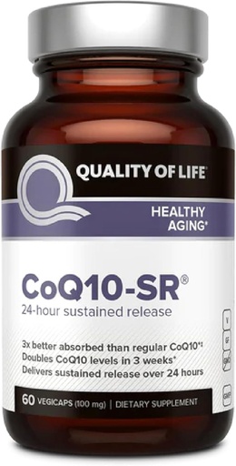 [BRSWIGIKOABBWGDK] Calidad de vida Powerful CoQ10 Sustained Released MicroActive Supplement for Enhanced Absorption, 100 mg de Per Capsule Supports Immune, Energy - 60 Vegetable Capsules