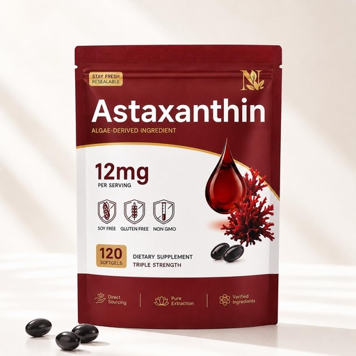 [BRSRYZTQAF4AI2YU] Premium Astaxanthin 12mg Supplement, Natural Astaxanthin from Microalgae, Antioxidant Support for Eye, Skin & Joint Health, 120 Softgels | Non GMO, Gluten Free, Soy Free | 4 Month Supply