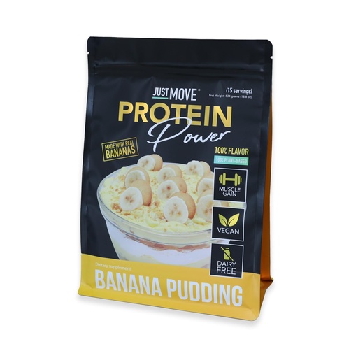 [BRSRABQCOUPRMF3X] Just Move Protien - Banana Pudding Protein - Vegan (Plant Based), Organic, Dairy Free, Soy Free, Gluten Free, Keto, Peanut Free, 20g Protein, Low Carb, Non GMO (16.5)