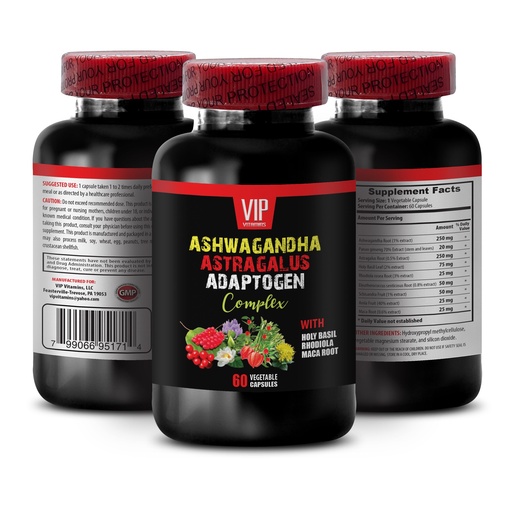 [BRSRO2QTB4PWYAAV] ADAPTOGEN Complex Capsules with ASHWAGANDHA, Astragalus, Holy Basil, Rhodiola, Maca Root, Panax Ginseng - Enhance Focus and Cognitive Function, Natural Energy Booster, Immune Support, 1 Bot, 60 Caps