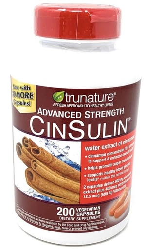 [BRSROEI3CIPAIDTU] IKJ Advanced Strength Cinsulin Cinnamon, Chromium Picolinate, Vitamin D3 Cinnamon 500 Mg, Chromium Picolinate, 400 Mcg, Vitamin D3, 500 Iu, 200 Capsules