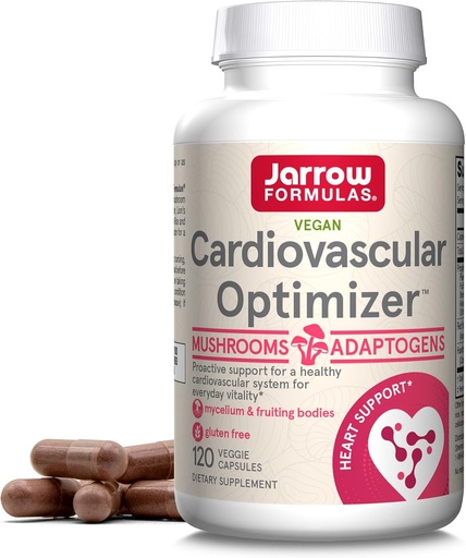 [BRSWKHY3CQPQEADG] Jarrow Formulas Cardiovascular Optimizer with Lion's Mane, Reishi, Shiitake, and Blue Oyster Mushrooms, Dietary Supplement with Red Yeast Rice and Hawthorn Leaf, 120 Veggie Capsules, 30 Day Supply