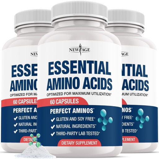 [BRSRGYAHOQAROCD5] NEW AGE Amino Acid Complex – 20 Aminos with BCAAs, L-Glutamine, L-Arginine & Hyaluronic Acid – Supports Recovery, Energy, Immune Health & Wellness – Non-GMO, Gluten-Free – 180 Capsules