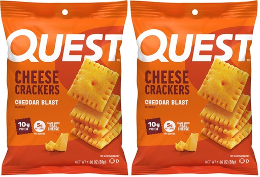 [BRSRGGQNAUJQKA35] Quest Nutrition Cheese Crackers,Cheddar Blast,10g Protein,5g Net Carbs,1g Sugar,Made with Real Cheese,High Protein Snack, (1.06 oz Bags),(Pack of 24)