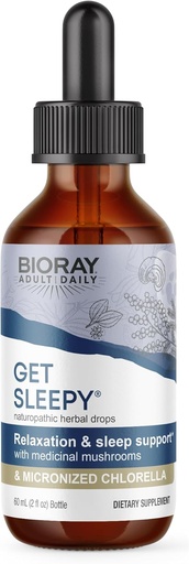 [BRSWGAAQOAPWGEL4] BIORAY Daily Get Sleepy - 2 fl oz - Relaxation & Rest Support - με Φαρμακευτικά Μανιτάρια & Μικρονωμένα Χλωρέλα - Μη ΓΤΟ, Vegan, Χωρίς Γλουτένη - Περίπου 30 Μερίδες