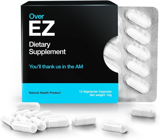 [BRSWKFA3AR7GOFLM] OVER EZ Pre-Drink Supplement - Party Recovery &quot; Prevention Pills for a Night Out &quot; Better Mornings (12 capsules) &quot; Milk Thistle, Amino Acids, Vitamin Bs