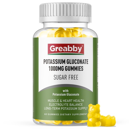 [BRSRAAT7PNYB423J] Potassium Gluconate 1000 mg Gummies, Electrolyte Gummies Sugar Free for Women & Men Adults, Support Muscle Cramps & Heart Health, Chewable Potassium Supplement, Vegan Source, 60 Count