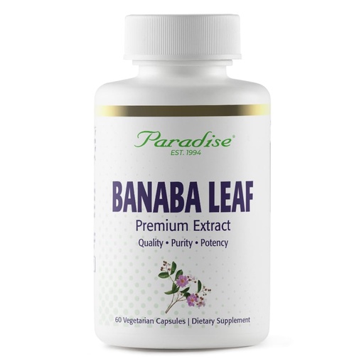 [BRSWIYQLPMPGYEIZ] Paradise Herbs, Banaba Leaf, 12:1 Concentrated Extract, 250 mg, Vegan, Gluten-Free, Non-GMO, 60 Capsules