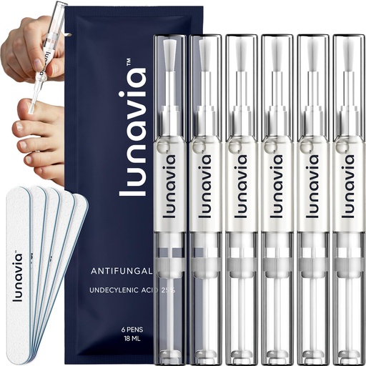 [BRSRACT2C55Q2DT7] Lunavia Antifungal Pen – Cures Most Athlete’s Foot, Jock Itch, and Ringworm - 25% Undecylenic Acid with added Tea Tree, Jojoba, Clove Bud Oils & Aloe - 6-Pack Twist Pen (18ML Volume)