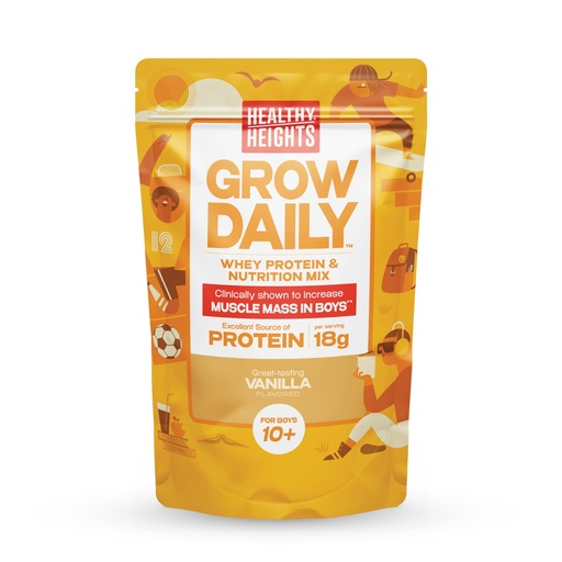 [BRSW2FQHOFYB6CLH] Healthy Heights Grow Daily Kids Protein Drink Mix (Vanilla) - High Protein Shake for Boys 10+, 21.6 oz