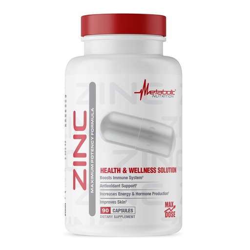 [BRSW2ZQCOIMQA2DP] Zinc Supplement by Metabolic Nutrition, 75mg, 90 Zinc Capsules, Supports Immune System Function w/Zinc Oxide