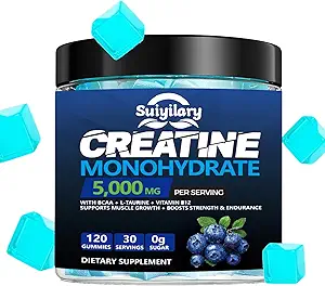 [BRSRAAAOOJ5WYCD2] Sugar Free Creatine Monohydrate Gummies Complex 5000mg for Men & Women - 120 Gummies for Muscle Strength, Muscle Builder, Energy Boost, Pre-Workout Supplement, Vegan