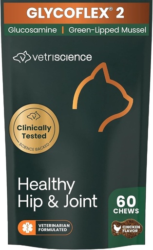 [BRSRYZL2PICGOCL4] Vetriscience Glycoflex 2 Healthy Hip & Joint Chews Chicken Flavor for All Cats 60 ct