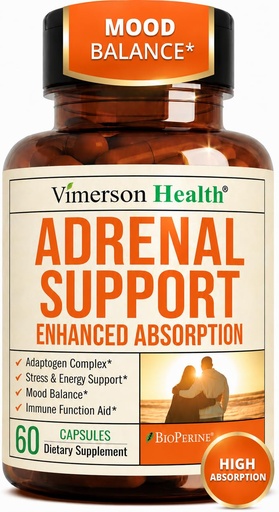 [BRSRYYI3A4CA233X] Adrenal Support Supplements with Ashwagandha Rhodiola Holy Basil – Adaptogen Complex for Cortisol Health & Stress Support – Enhanced Absorption with BioPerine – 60 Capsules 30-Day Supply