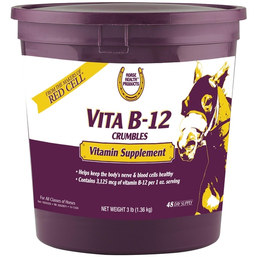 [BRSWYZ3QCIFGG3L2] Horse Health Vita B-12 Crumbles Supplement for Horses, Supports red Blood Cell Production for Peak Performance, 3 pounds, 48 Day Supply