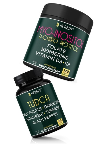 [BRSRYZYNOB5BGDI2] Herbpy Bundle 6in1 Myo-inositol & D-Chiro Inositol Supplement for Women 2250mg/serving (120 Count 40 Servings) & 6in1 Tudca Supplement 755mg/serving (60 Count 60 Servings)
