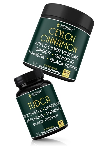 [BRSRYZYNOEMBYC32] Herbpy Bundle 6in1 Premium Ceylon Cinnamon Capsules 755mg/serving (100 Count 100 Servings) & 6in1 Tudca Supplement 755mg/serving (60 Count 60 Servings)