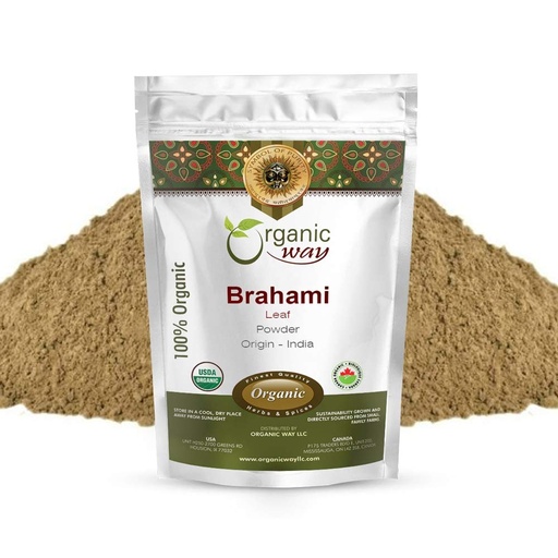 [BRSWYAQNCAGQKFDZ] Organic Way Brahmi Leaf Powder (Bacopa Monnieri) - Organic & Kosher Certified | Raw, Vegan, Non GMO & Gluten Free | USDA Certified | Origin - India (8 Oz)