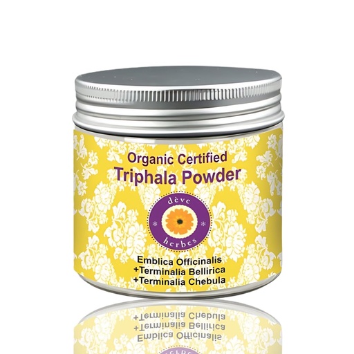 [BRSRMZD2CQCQG2DX] Deve Herbes Pure Triphla Powder (Emblica officinalis) + (Terminalia belerica) + (Terminalia chebula) Organická certifikovaná přírodní terapeutická třída 200gm, (7.05oz)