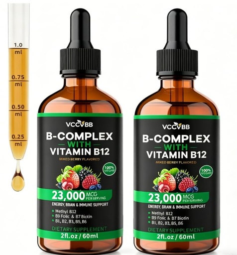 [BRSRYY32CQHAYGT6] Vitamin B12 Liquid Drops, 5,000 mcg Methylated B12, Sublingual Liquid Formula, Mixed Berry Flavor, Supports Energy, Mental Clarity & Immune Health, 2 fl oz（2 Park）