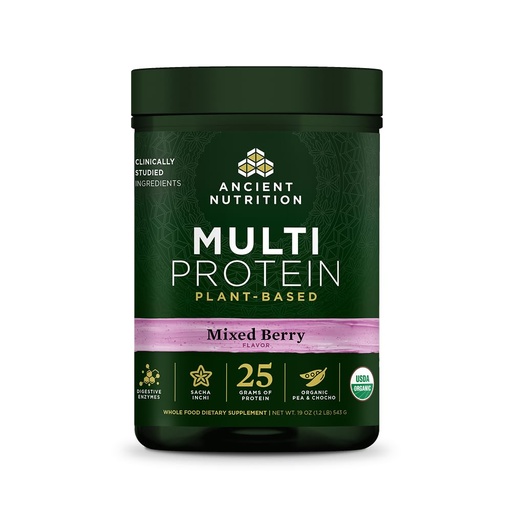 [BRSRECT7BUAQ2CDK] Ancient Nutrition Organic Multi Protein Plant Based Powder, 25g Protein, Hydrolyzed Pea Protein, Digestive Enzymes & Probiotics, Supports Muscle & Gut Health, Mixed Berry, 15 Servings