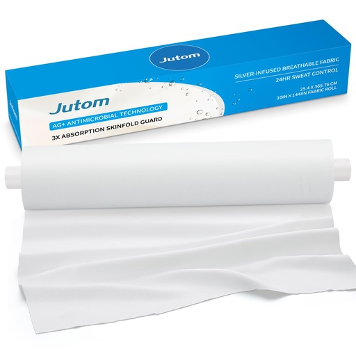 [BRSREZTRPMNA23D6] Jutom 10"x144" Antimicrobial Silver Fold Textile Roll Medical Grade Absorbent Pads for Skin Intertrigo, Pressure Ulcer & Moisture Management Sterile, Non-Chafing for Adults Elderly