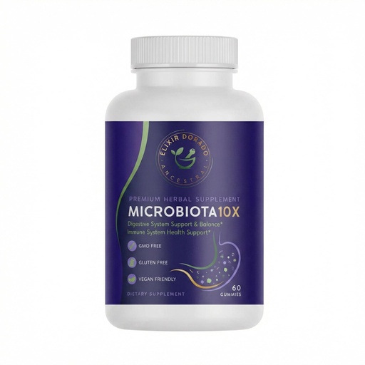 [BRSRGBAYAUDRMYLP] Microbiota 10X - Premium Digestive Support Gummies with Wormwood, Black Walnut, PAU D'Arco & 100 Million CFU Probiotics - Vegan, Gluten Free, 60 Gummies