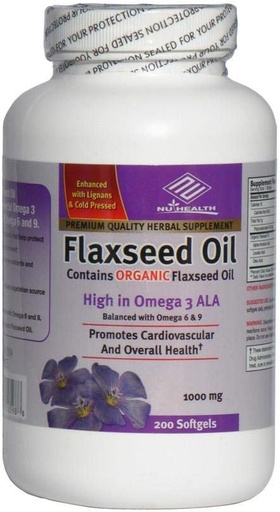 [BRSWIYY5BMHBQ3TI] Organic Flaxseed Oil 1000 mg 200 Counts High in Omega 3 ALA