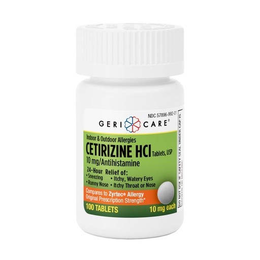 [BRSREHTQPN5WYCT4] GeriCare Cetirizine HCI 10mg Antihistamine Tablets, 100 Count – 24 Hour Seasonal & Year-Round Allergy Relief for Indoor & Outdoor Allergies, Sneezing, Runny Nose, Itchy Eyes & Throat