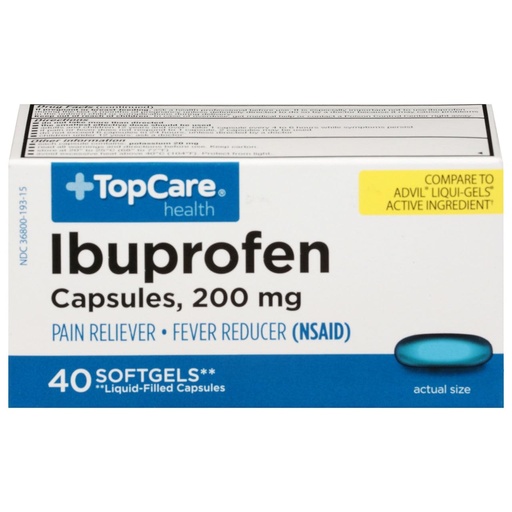 [BRSRGFILBV7WKELZ] Topcare, HCountlth 200mg Softgels Ibuprofen , 40 Pack