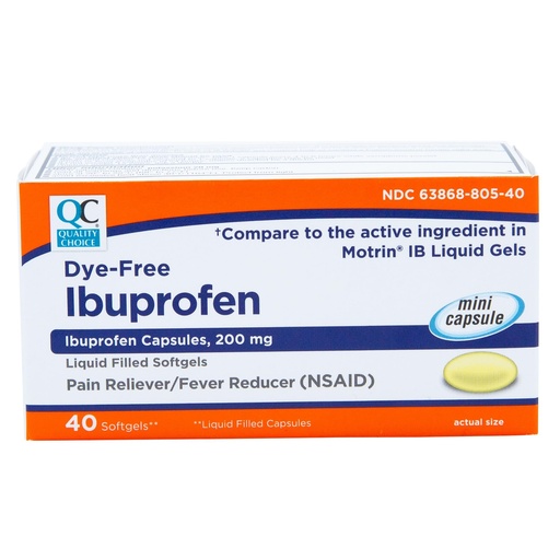 [BRSREGQEOQCBYFLZ] Quality Choice Ibuprofen 200 mg Liquid Gels 40 Count Easy to Swallow Pain Reliever and Fever Reducer for Headache Toothache Backache Menstrual Cramps Muscle Aches Minor and Pain
