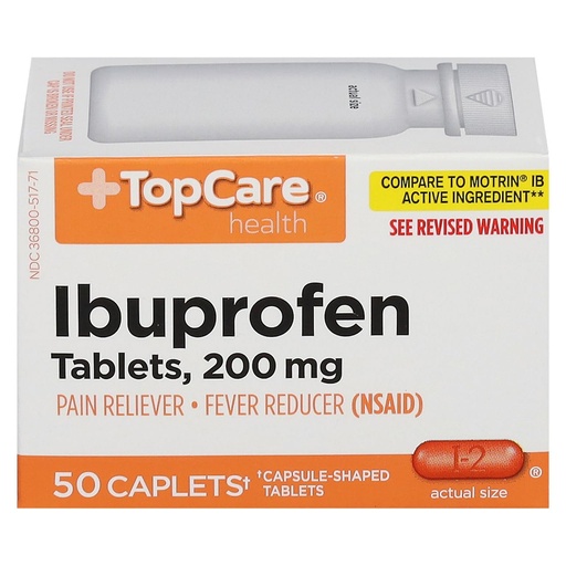 [BRSRGHYCA57G2FLK] Topcare, Health Ibuprofen 200mg Capsule Shaped Softgels, 50 Count