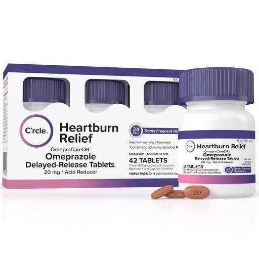 [BRSWYGQOC4PR6F3H] Omeprazole 20mg Tablets 42 Ct - Heartburn Medicine - Acid Reducer for Frequent Heartburn Relief - Acid Reflux Medicine - Delayed Release for Daily Use - 3x14ct pack