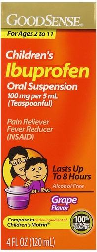 [BRSWGFT2BUHAID3F] GoodSense Children's Ibuprofen Oral Suspension, Grape, 4 oz