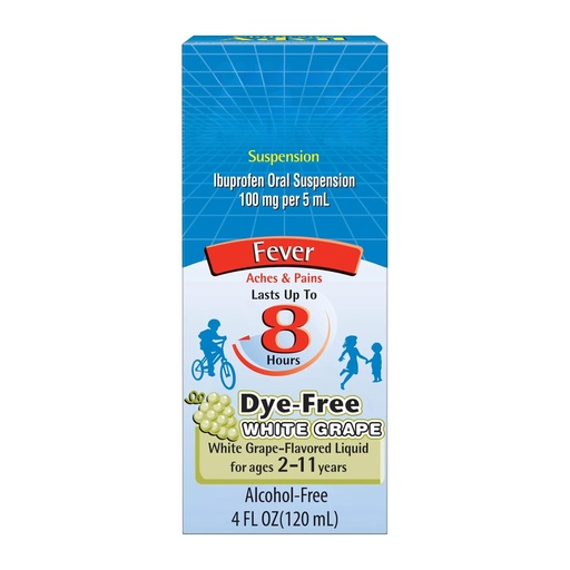 [BRSREGQBBYPRMFDL] SEDLAV Dye Free Children’s Ibuprofen Liquid White Grape Flavor 100mg Per 5mL Pain Relief and Fever Reducer for Ages 2 to 11 4 fl oz