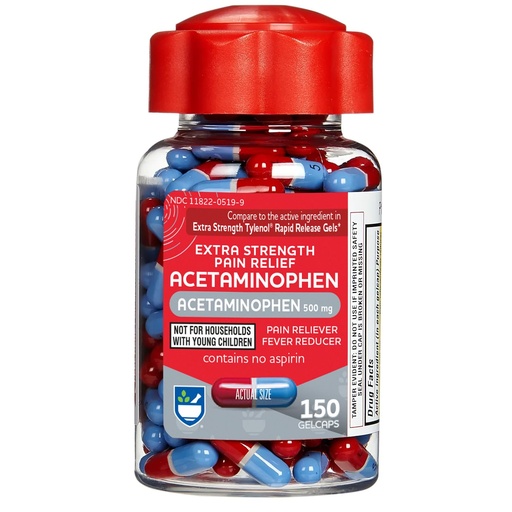 [BRSWGBT3OUJRYCDV] Rite Aid Extra Strength 500mg Acetaminophen Rapid Release Gelcaps - 150 Count | Joint, Muscle, Arthritis, Back Pain Relief