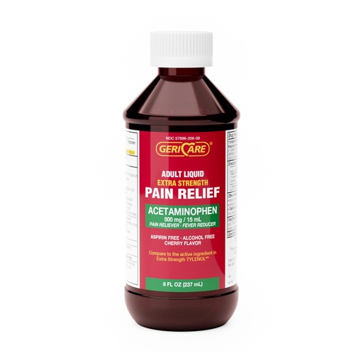 [BRSRAZYPAQHAOHLX] GeriCare Extra Strength Acetaminophen 500 mg Adult Liquid Pain Relief, Fever Reducer, 8 FL OZ (Pack of 1)