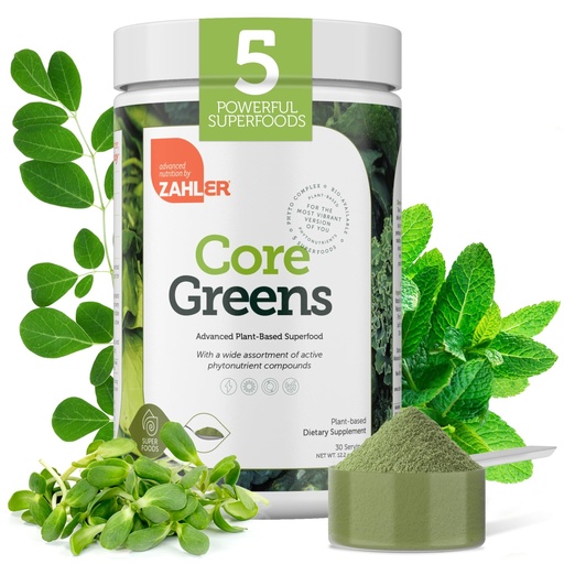 [BRSRMFI7AV6AO3Q6] Zahler Core Greens Powder Nutrition Supplements - Superfood Powder - Super Green Juice & Smoothie Mix - Phytonutrient Rich with Spirulina, Chlorophyll & More - Kosher Superfood