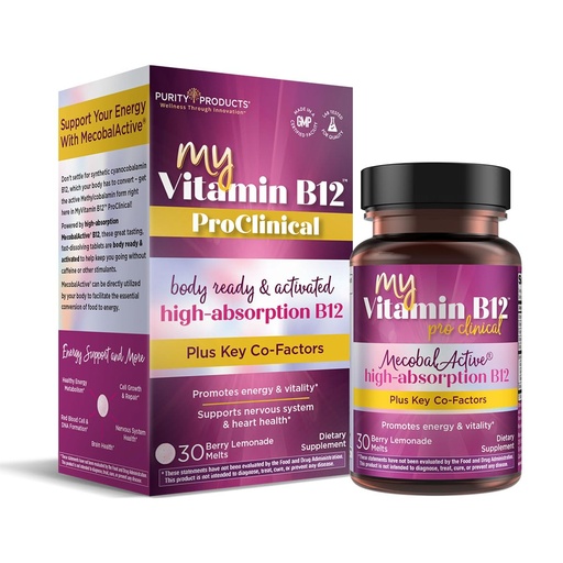 [BRSRAAQHBYMA43T5] Purity Products MyVitamin B-12 ProClinical Melt Methylcobalamin B12 - Vitamins B6, D3, Folic Acid, Biotin + More - High Absorption MecobalActive B 12-30 Melting Tablets (1)