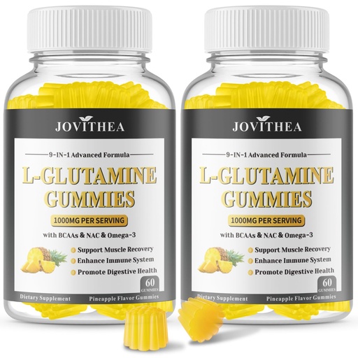 [BRSREHAFBAMQ2CTF] 2 Pack L-Glutamine Gummies 1000mg, Glutamine Supplement for Women & Men, with BCAAs, Magnesium & NAC, Support Gut, Muscle Health & Immunity, Vegan, Non-GMO, Gluten Free, Keto Friendly, 120 Count