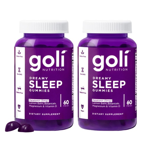 [BRSW2CATAQJWADTV] Goli Dreamy Sleep Gummy - 60 Count (Pack of 2) - Melatonin, Vitamin D, Magnesium, and Lemon Balm Extract - Gelatin-Free, Gluten-Free, Vegan & Non-GMO