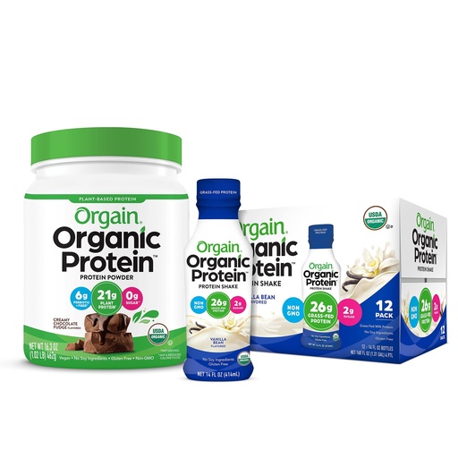 [BRSWYFA2CAOWA3AY] Orgain Organic Plant Based Protein Powder, Creamy Chocolate Fudge - 1.02 Pound & Organic Plant Based Protein Powder, Vanilla Bean - Vegan, Low Net Carbs, Non Dairy, Gluten Free, 1.02 Pound