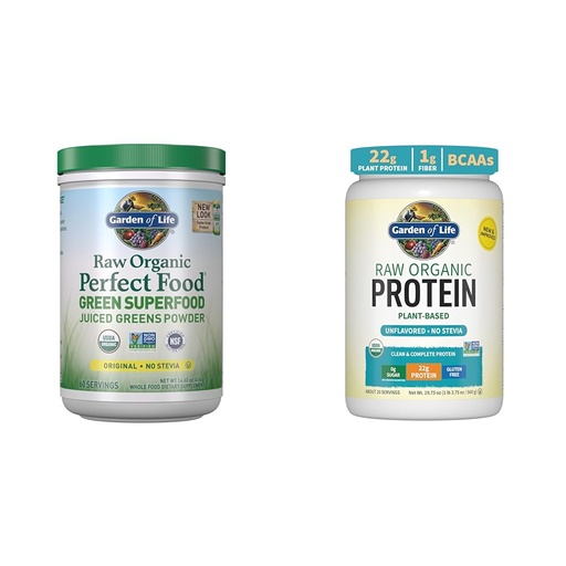 [BRSROBQEA4MBEELF] Garden of Life Super Greens Powder Smoothie & Mix, Probiotics & Digestive Enzymes for Digestive Health & Organic Vegan Unflavored Protein Powder 22g Complete Plant Based Raw Protein