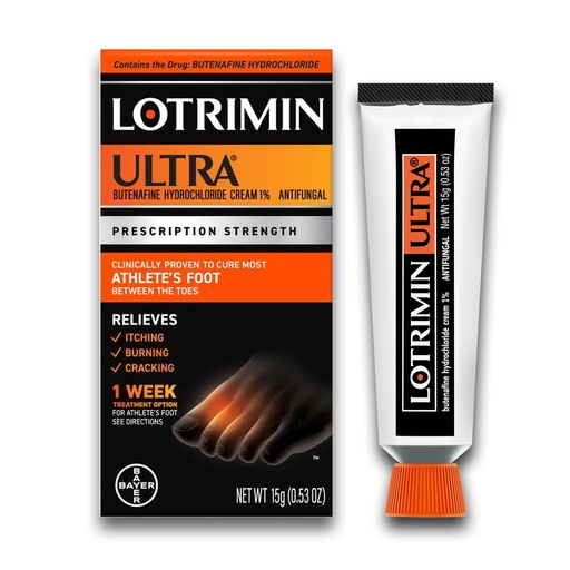 [BRSRMA3YA4NW23LD] Lotrimin Ultra 1 Week Athlete's Foot Treatment, Prescription Strength Butenafine Hydrochloride 1%, Cures Most Athlete’s Foot Between Toes, Cream, 0.53 Ounce (15 Grams) (Packaging May Vary)