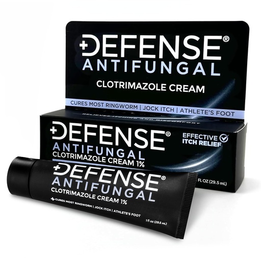 [BRSRAFI3BYIGG2AY] Defense Clotrimazole Antifungal Cream | Jock Itch, Athlete's Foot, Ringworm Treatment | Medicated Itch Relief Anti Fungal Cream for Skin and Foot Fungus