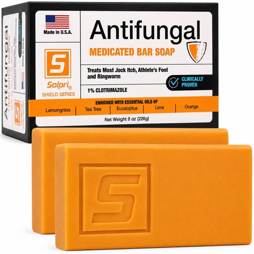 [BRSRECARCMIB6AI6] Shield 1% Clotrimazole Antifungal Soap Bar with Tea Tree Oil - Medicated Relief for Athletes Foot, Jock Itch, Ringworm - Foot Soap for Skin Fungus 4 oz (2-pack)