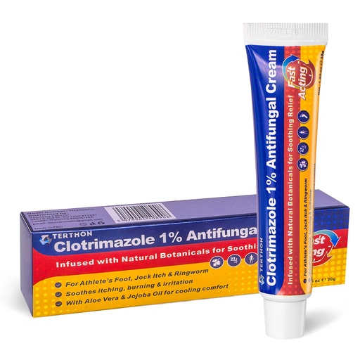 [BRSREBD2C4PGCYLG] Clotrimazole Antifungal Cream Treatment: Max Strength for Athlete's Foot, Jock Itch, Ringworm & Yeast Infection - Fast Acting Itch Relief for Feet, Groin & Skin - 30g