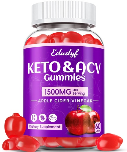 [BRSRAGD3DMAWK2TL] Keto ACV Gummies - 1500mg Apple Cider Vinegar Gummies with Probiotics, B12 and Keto Support, Detox & Cleanse, GMO Free & Vegan - 60 Count...