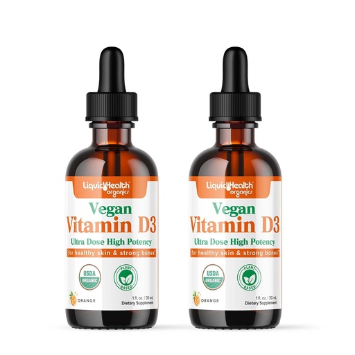 [BRSRMHYFO4CQ42TB] LIQUIDHEALTH Vitamin D3 4000 IU, USDA Organic Vitamin D Liquid Drops for Adults & Kids, Vegan Vitamin D for Immune System Support, Bone Health, Mood Support, Healthy Skin - Made in USA (2 Pack)