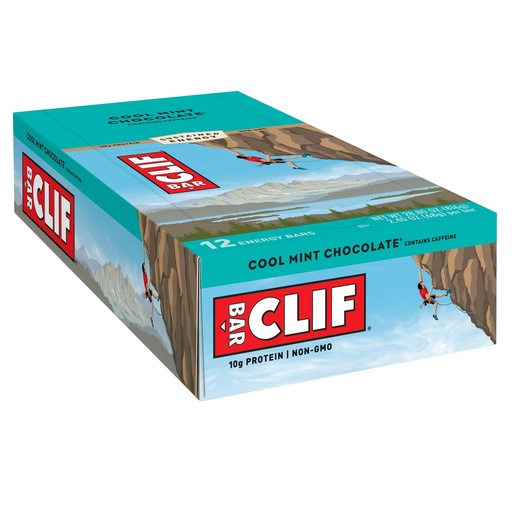 [BRSWIZAEO4ABOFTI] CLIF BAR - Cool Mint Chocolate with Caffeine - Made with Organic Oats - 10g Protein - Non-GMO - Plant Based - Energy Bars - 2.4 oz. (12 Count)